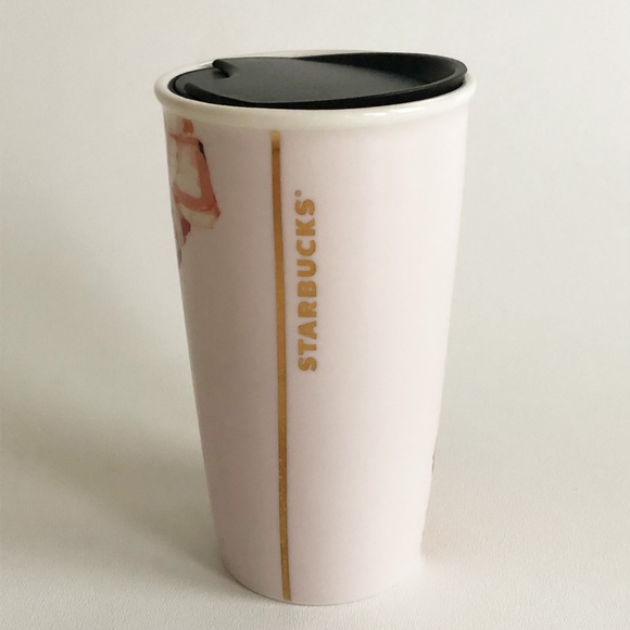 2015 Starbucks Floral Red Flowers Ceramic Travel Cup Tumbler 10oz Dot Collection - Picture 3 of 12